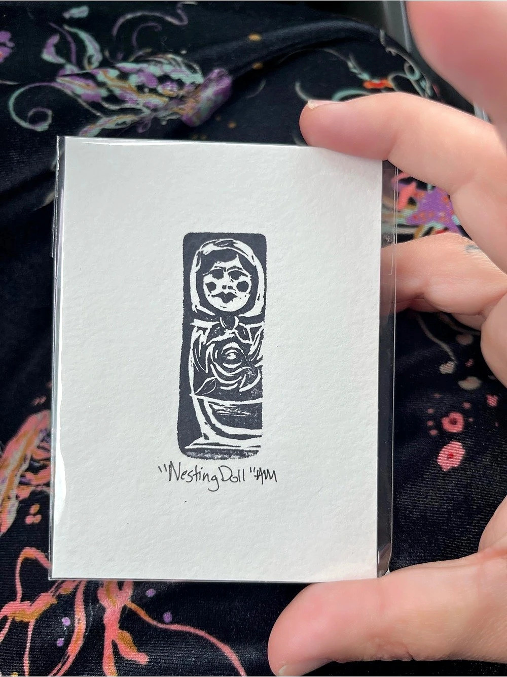 Mini Linocut Print “Nesting Doll”
